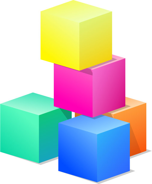 五颜六色的玩具立方体图标卡通风格图片下载