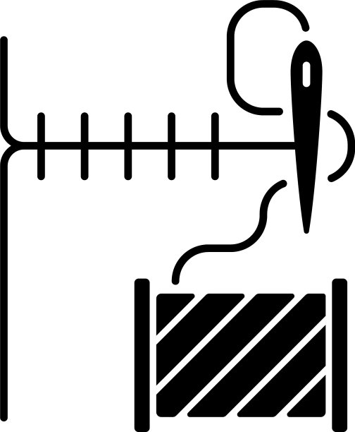下摆和缝线修补黑色线形图标图片下载