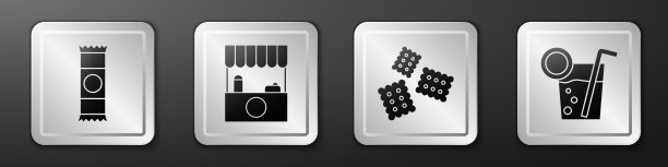 设置巧克力酒吧街边摊位与遮阳篷图片下载