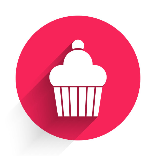 白色蛋糕图标与长影子隔离幸福图片下载