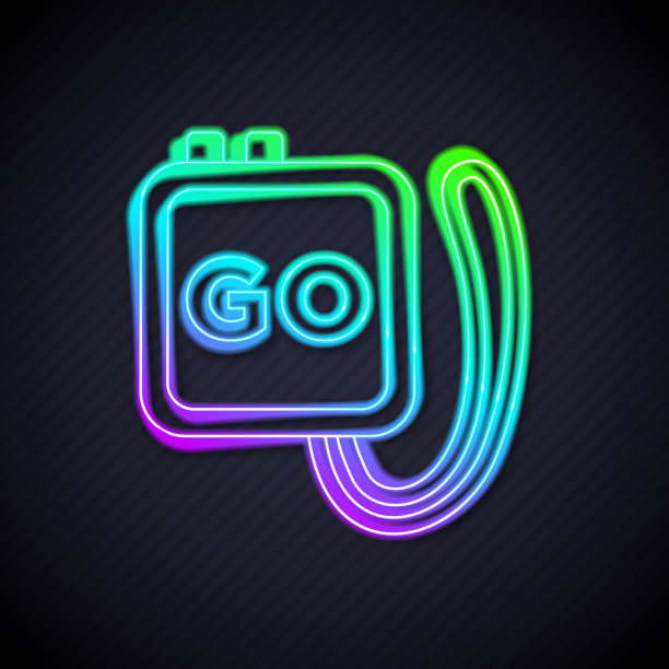 发光的霓虹灯线秒表图标孤立在黑色图片下载