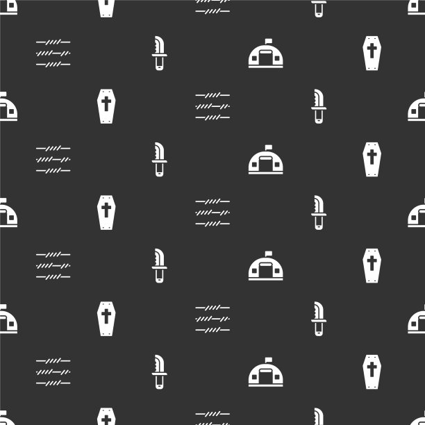 放置有倒钩的军用营房棺材图片下载