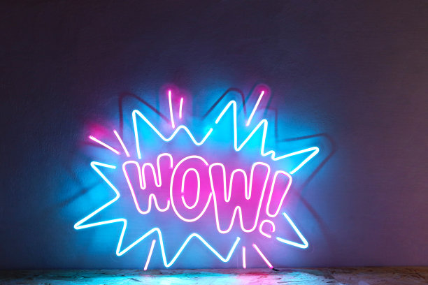 粉色和蓝色的霓虹灯。时尚的风格。图片下载