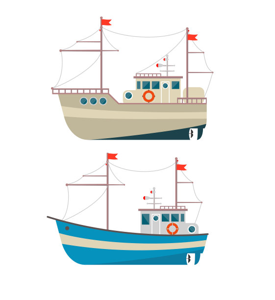 商业渔船侧视图孤立图标图片下载
