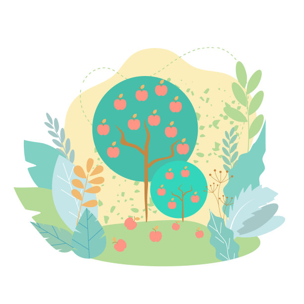 苹果园的苹果落在树旁图片下载