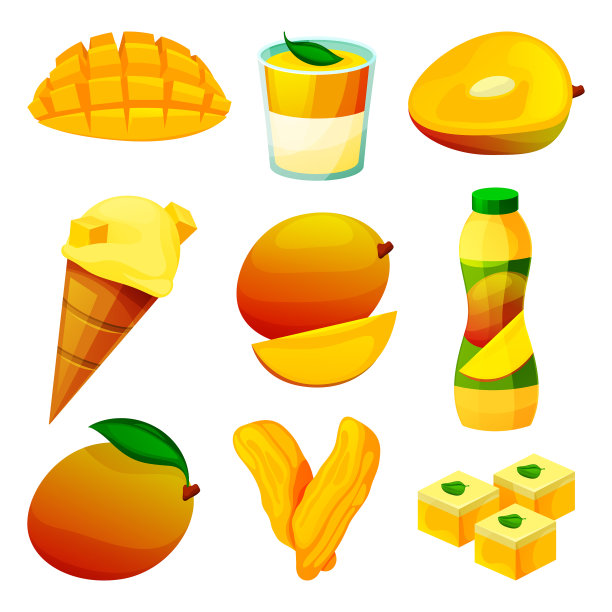 由芒果、果汁、饮料和糖果制成的食品图片下载
