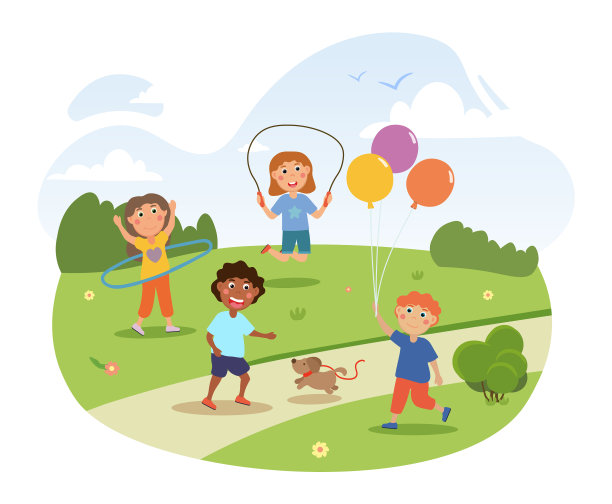 可爱的孩子们在公园里玩耍图片下载
