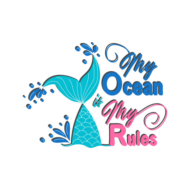 美人鱼卡片与手绘的海洋元素和图片下载