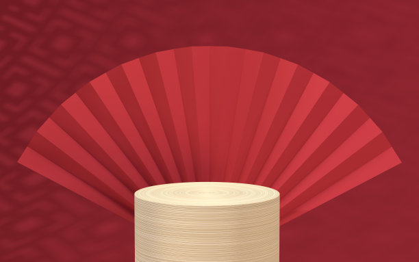 空木舞台，中国背景，3d渲染。图片下载