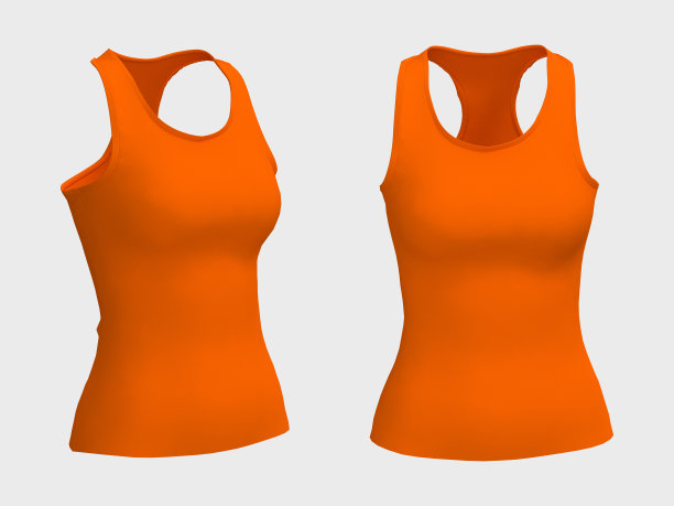 空白无袖t恤模型在前面，和侧视图图片下载