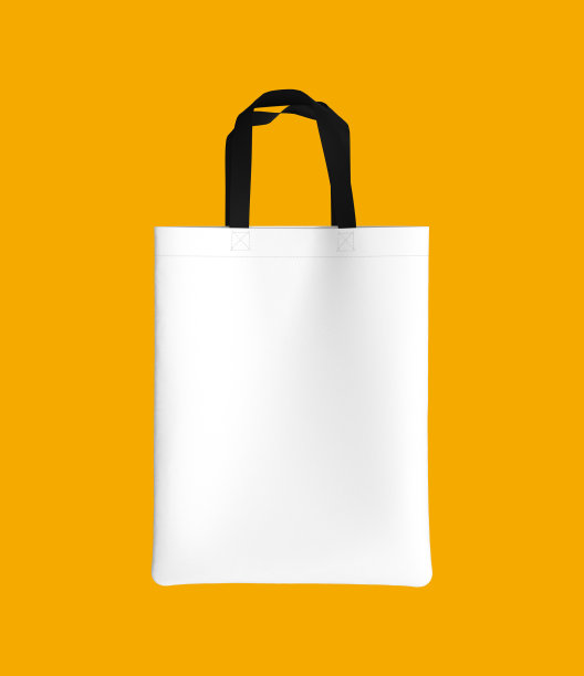空白大手提袋模拟黄色背景图片下载