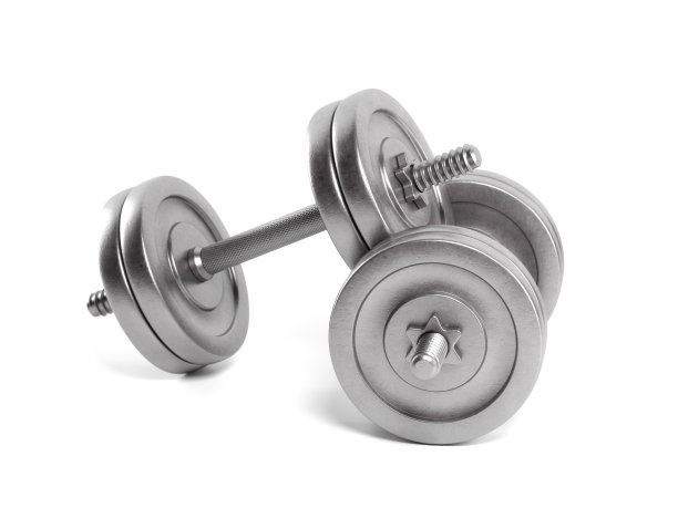 白色背景的金属哑铃图片下载