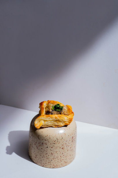 酥皮鸡肉蘑菇派。图片下载