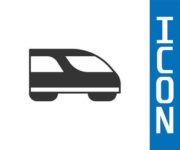 灰色高速列车图标孤立在白色背景。铁路旅游和铁路旅游。地铁或地铁流线型快速列车运输。向量图片下载