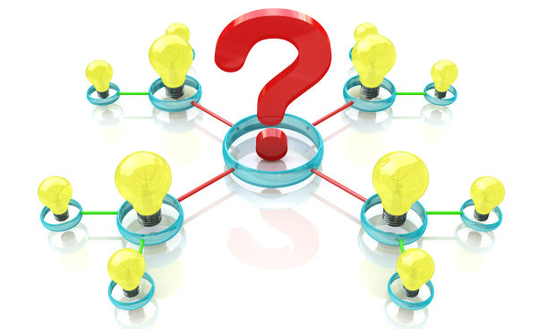 网络的思想和问号设计与信息的创新和传播有关。三维演示图片下载