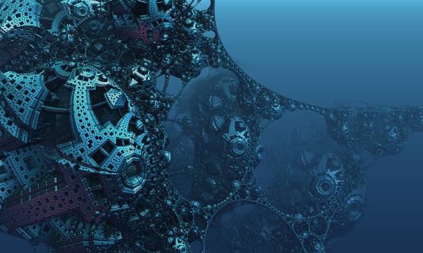 抽象的背景，梦幻般的3D蓝色金属结构图片下载