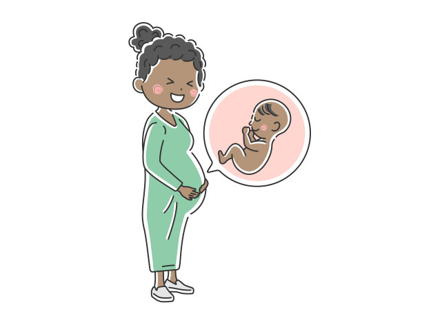 一个年轻孕妇的插图。图片下载