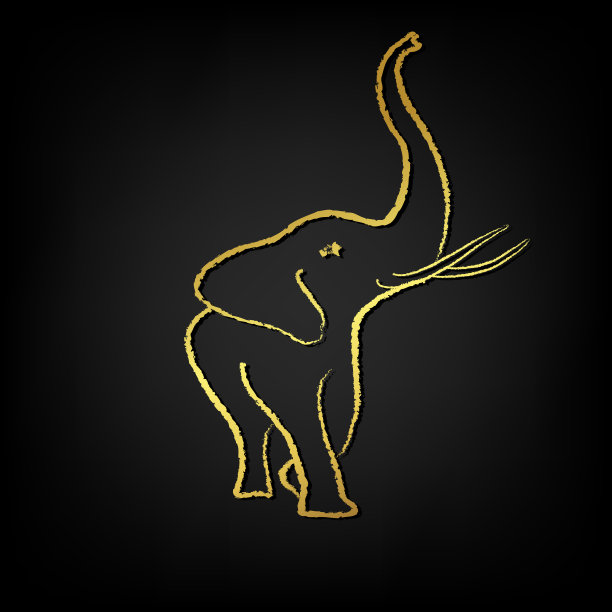 非洲象画笔触图片下载