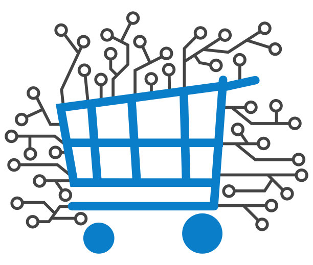 购物车电路元素蓝灰色图片下载