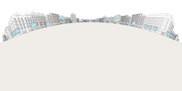 城市景观矢量图。线条画插图。图片下载