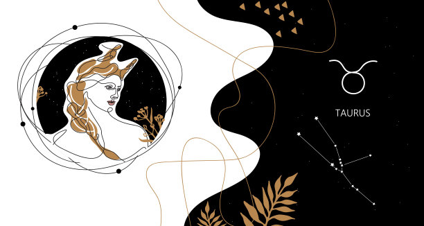 星座的背景。金牛星座。水的元素。水平的旗帜。图片下载