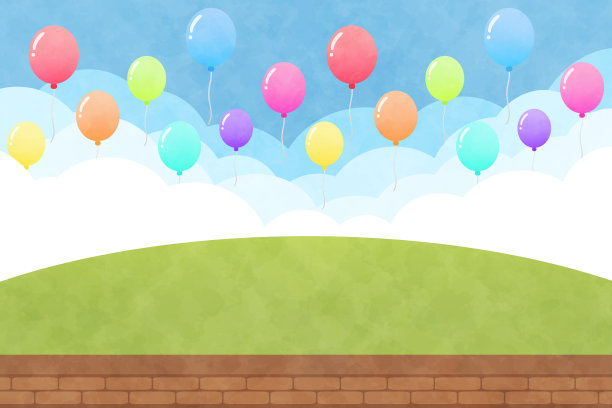 云朵和草地气球图片下载