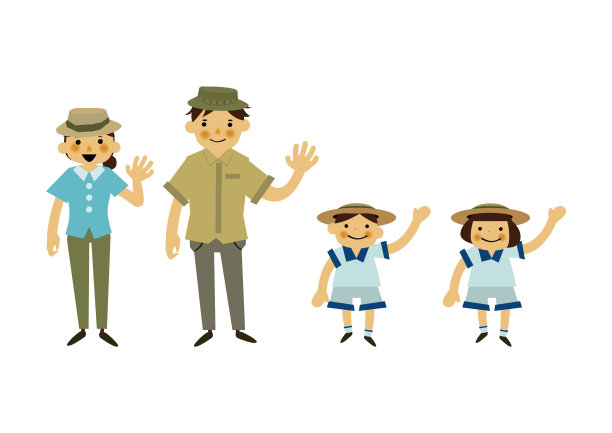 夏季休闲插画：夏季人物图标素材图片下载