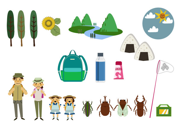 夏季休闲插画：夏季人物图标素材图片下载