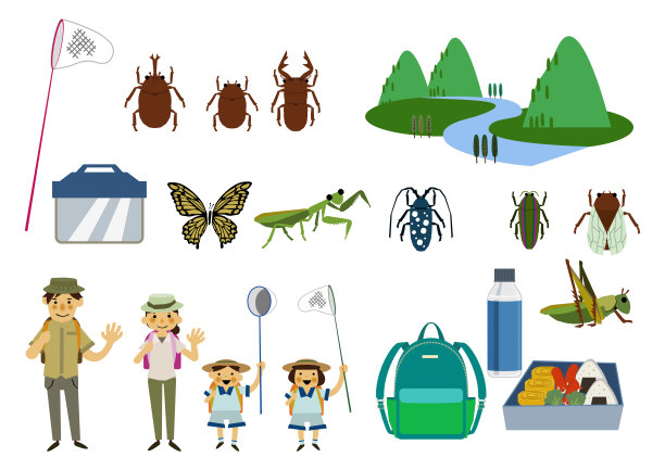 夏季休闲插画：夏季人物图标素材图片下载