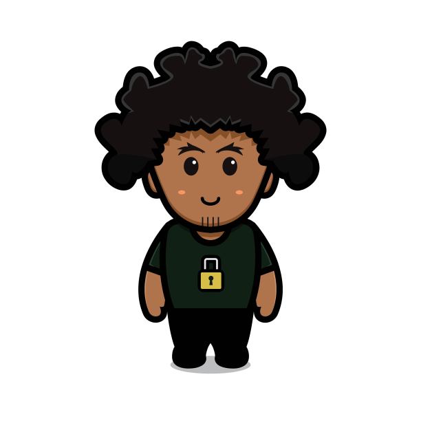 可爱的卷发男孩穿锁t恤卡通向量图标插图。图片下载