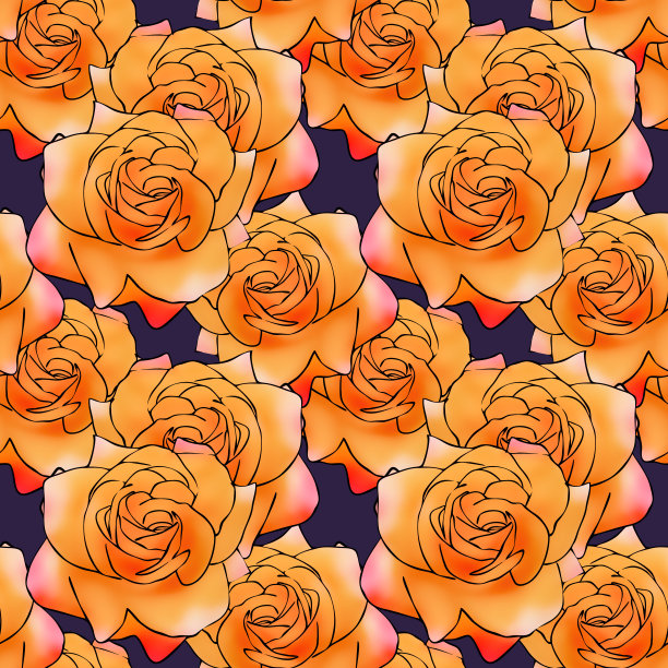 玫瑰花朵。插图，花的纹理。用于连续复制的无缝模式。花卉背景，照片拼贴为纺织品，棉布面料。用于墙纸、封面、印刷品图片下载
