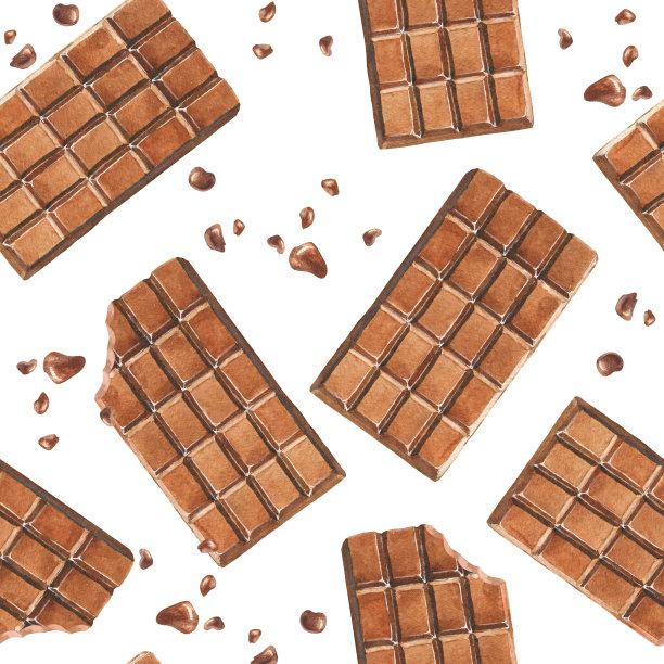 水彩巧克力无缝图案。水彩画重复背景。图片下载