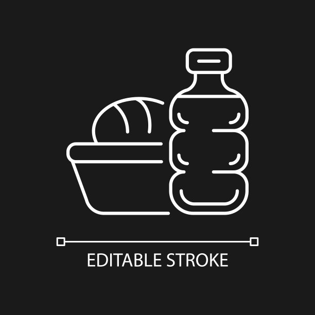 飞机食物白色线性图标为黑暗主题图片下载