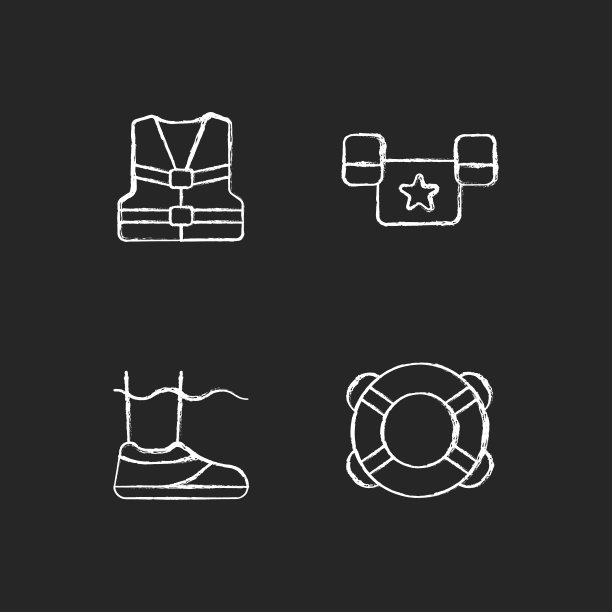 游泳池设备粉笔白色图标设置在黑暗的背景图片下载