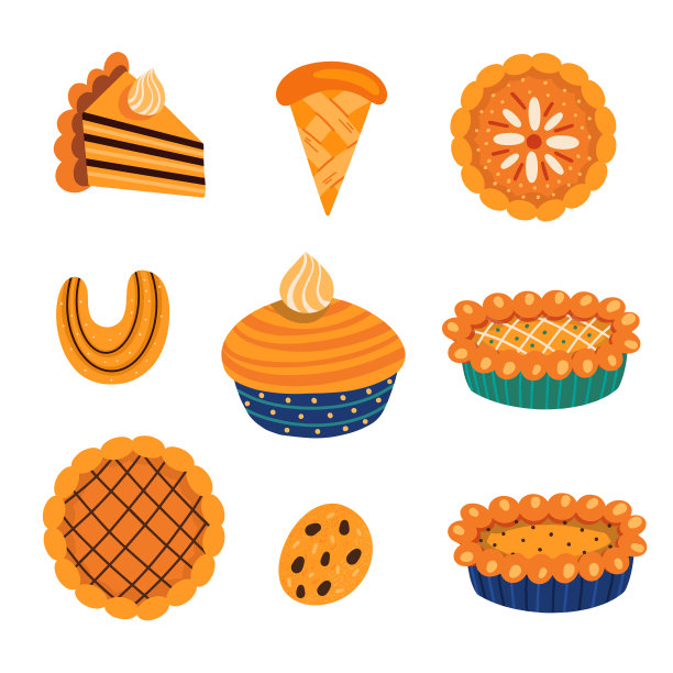 集各种糕点食品和秋叶图片下载