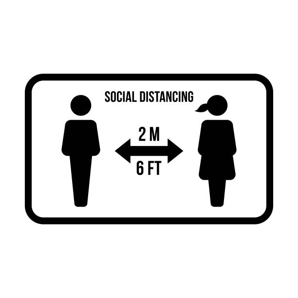 社会距离图标符号向量保持安全距离标志在一个象形图插图图片下载