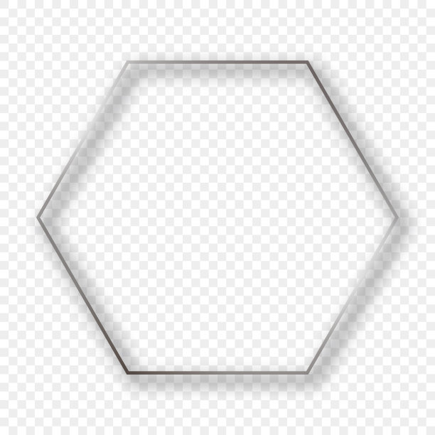 银色发光的六角形框架与阴影图片下载