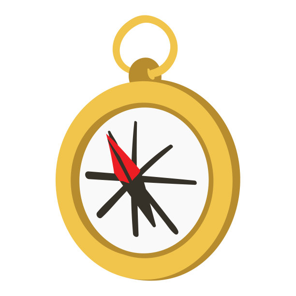 磁罗盘，供旅行者和背包客在野生森林中寻找方向。旅行必备的寻找方向。孤立的向量剪纸艺术。图片下载