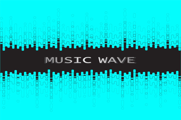 数字黑色脉冲音乐播放器背景。动态音频波形标志。现代流体装饰均衡器图案。创意矢量元素为网站设计或杂志封面，横幅，海报，墙纸图片下载