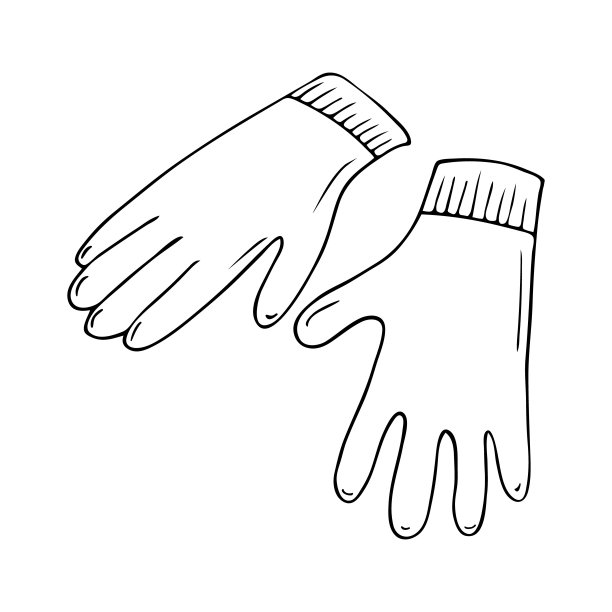 手套矢量手绘插图。涂鸦花园工具，轮廓图片下载