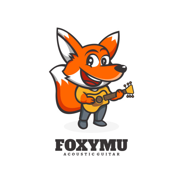 矢量插画狐狸音乐吉祥物卡通风格。图片下载