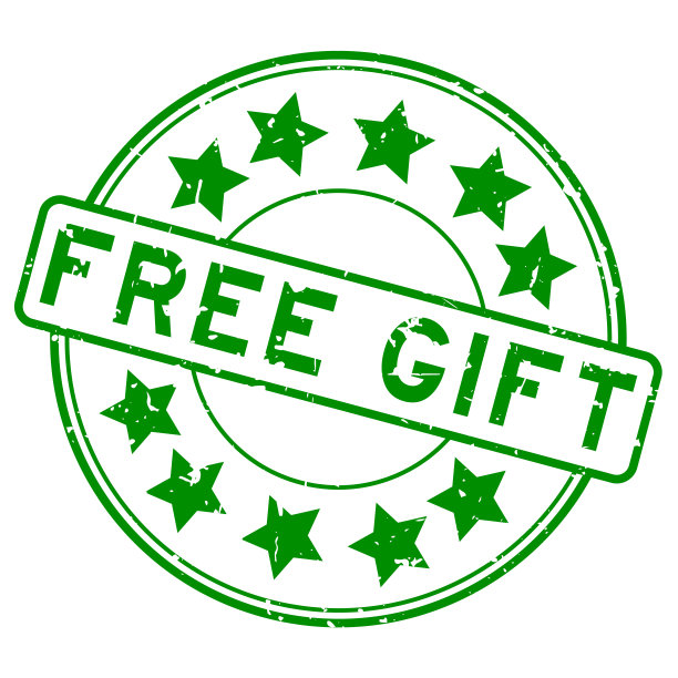 垃圾绿色免费礼物字与星形图标圆形橡胶印章印章在白色背景图片下载