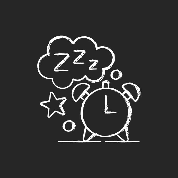 睡眠时间粉笔白色图标在黑暗的背景图片下载