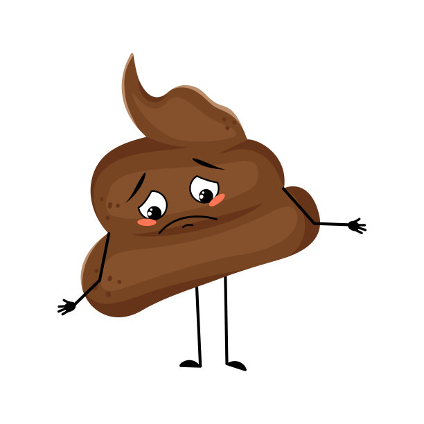 可爱的狗屎角色，悲伤的情绪，低垂的眼睛，沮丧的脸图片下载