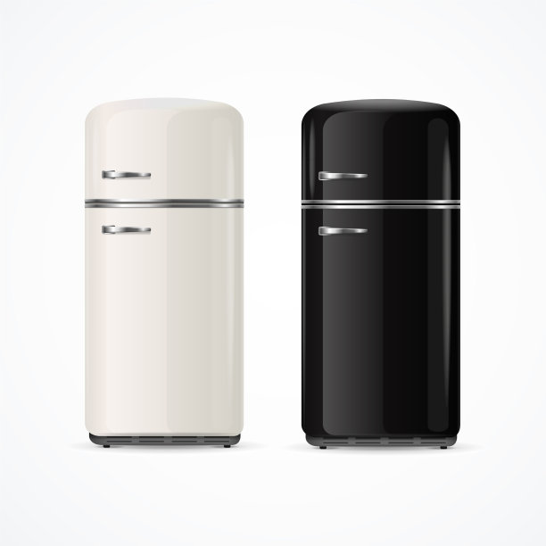 逼真的细节3d黑白冰箱集图片下载