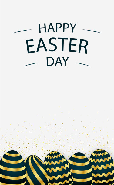 复活节背景与节日的黑色和金色图片下载