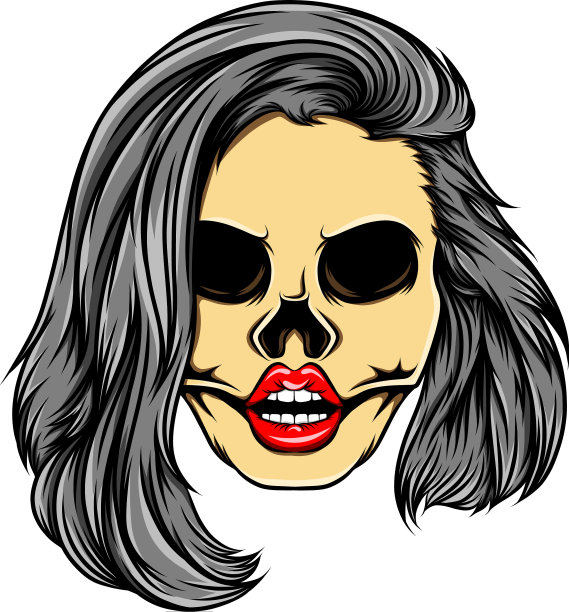 女人的头盖骨用亮色堆叠图片下载