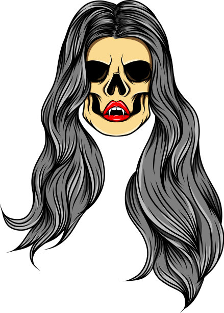 光滑的彩色艺术品女孩头骨图片下载