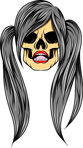 独特的女性头骨和双马尾图片下载