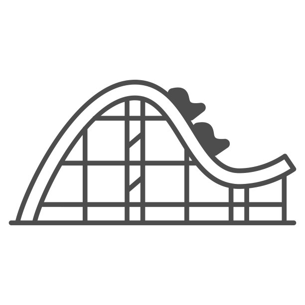 过山车乘坐细线图标的游乐设施图片下载